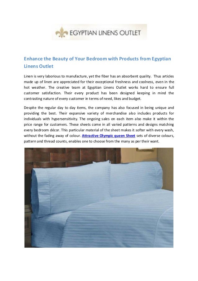 Enhance the beauty of your bedroom with products from egyptian linens