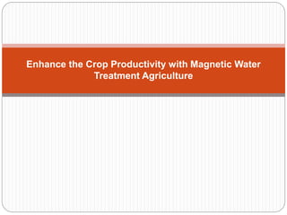 Enhance the Crop Productivity with Magnetic Water
Treatment Agriculture
 