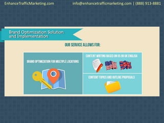 EnhanceTrafficMarketing.com info@enhancetrafficmarketing.com | (888) 913-8881
 