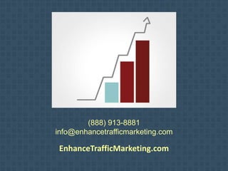 (888) 913-8881
info@enhancetrafficmarketing.com
EnhanceTrafficMarketing.com
 