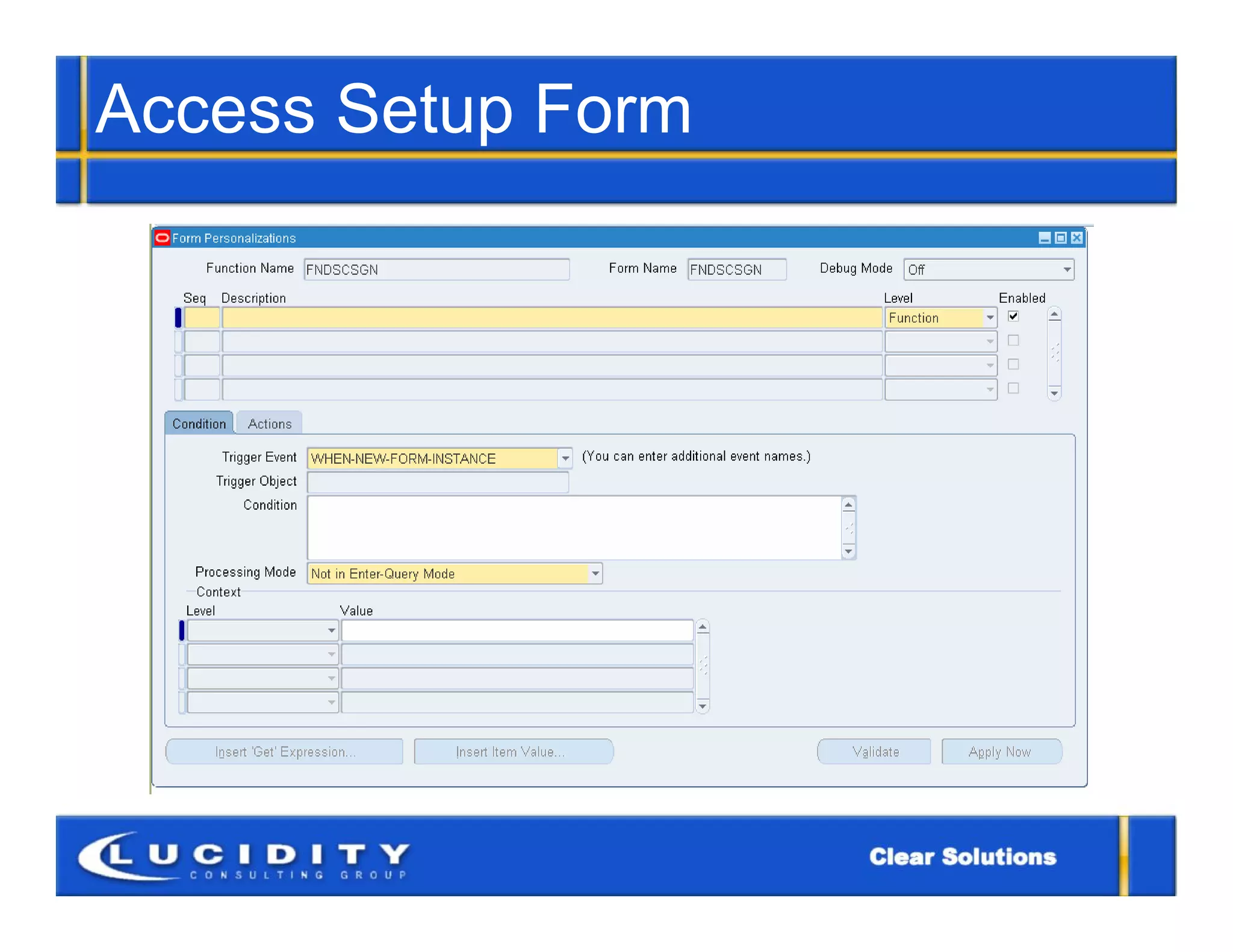 Access Setup Form
 