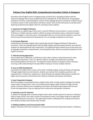 Enhance Your English Skills: Comprehensive Secondary Tuition in ...