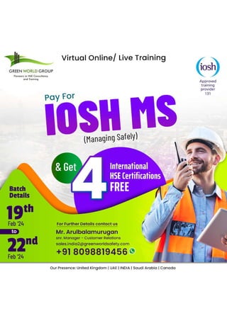 Enhance Your HSE Skills - Reserve Your Spot IOSH Course  In Chennai.pdf