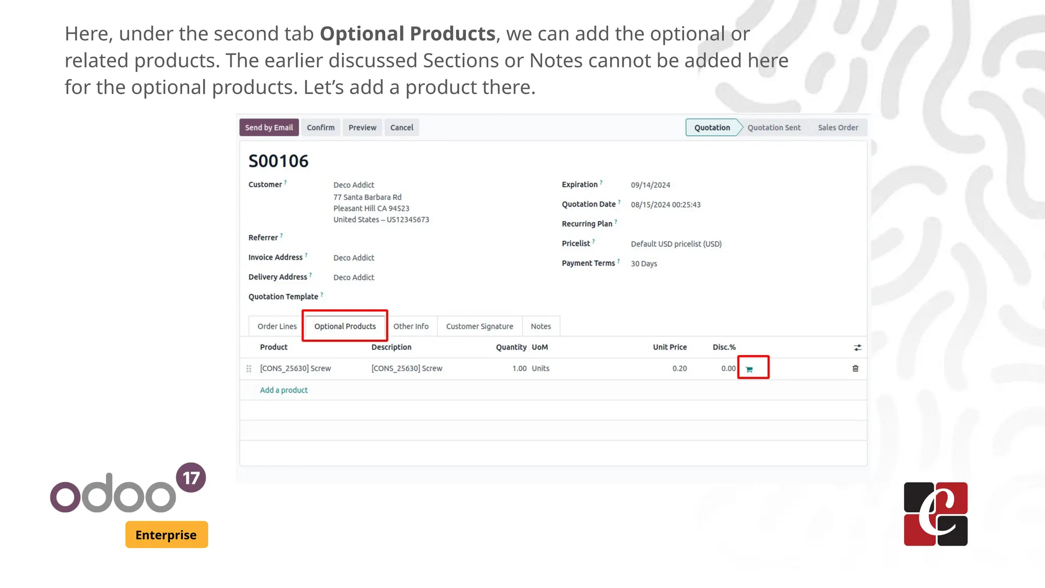 Enterprise
Here, under the second tab Optional Products, we can add the optional or
related products. The earlier discussed Sections or Notes cannot be added here
for the optional products. Let’s add a product there.
 