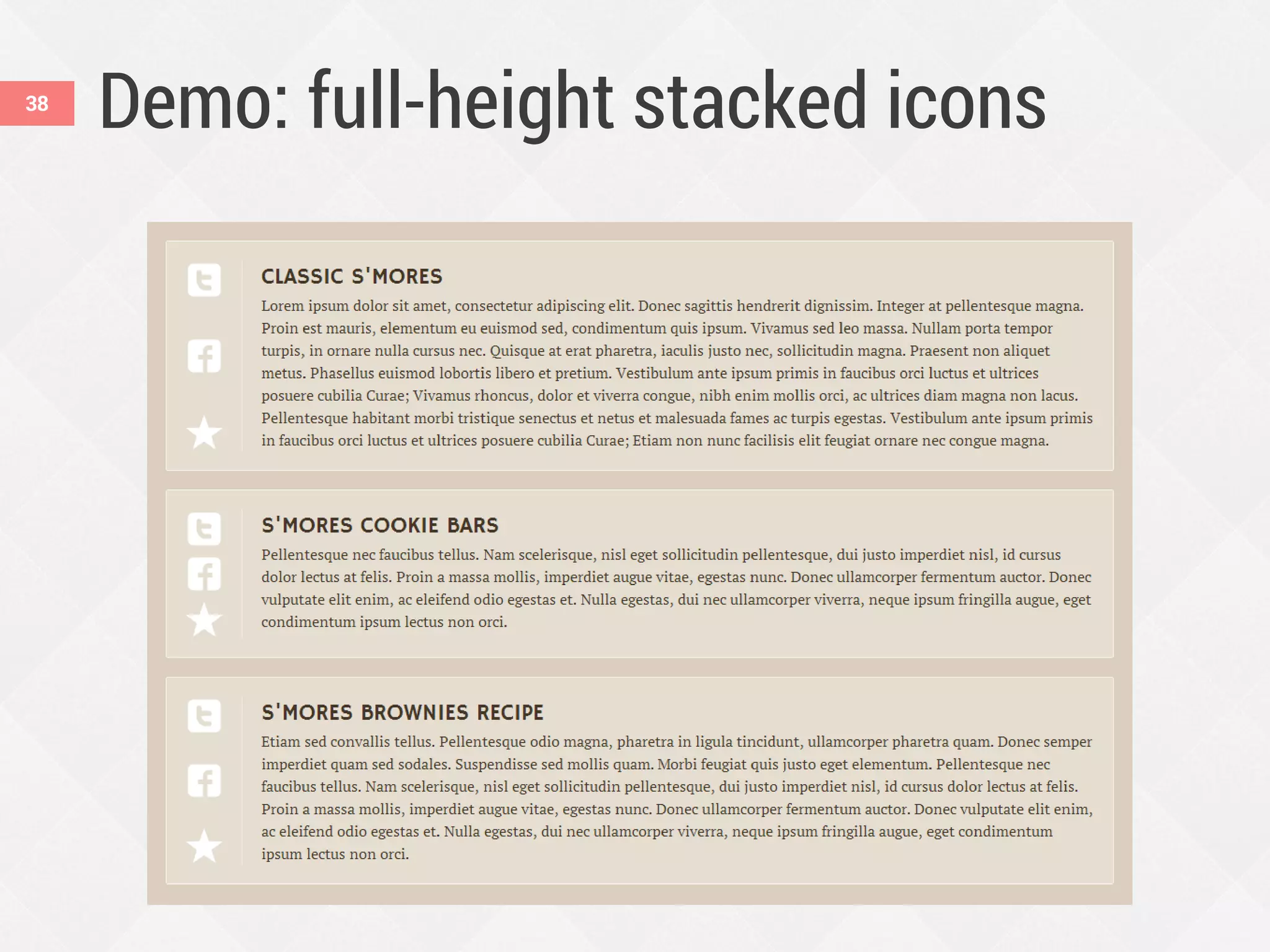 Demo: full-height stacked icons38
 