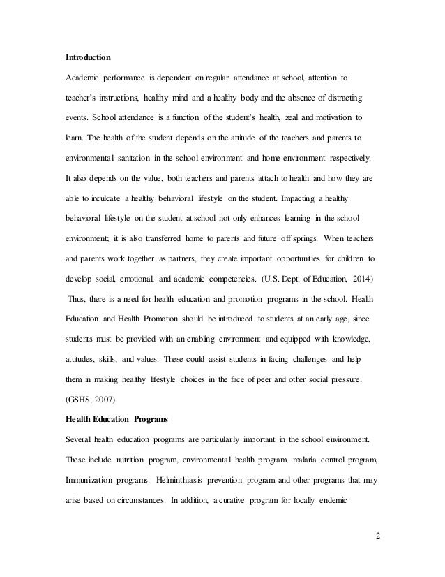enhancing academic development through school health education and pr school health education promotio