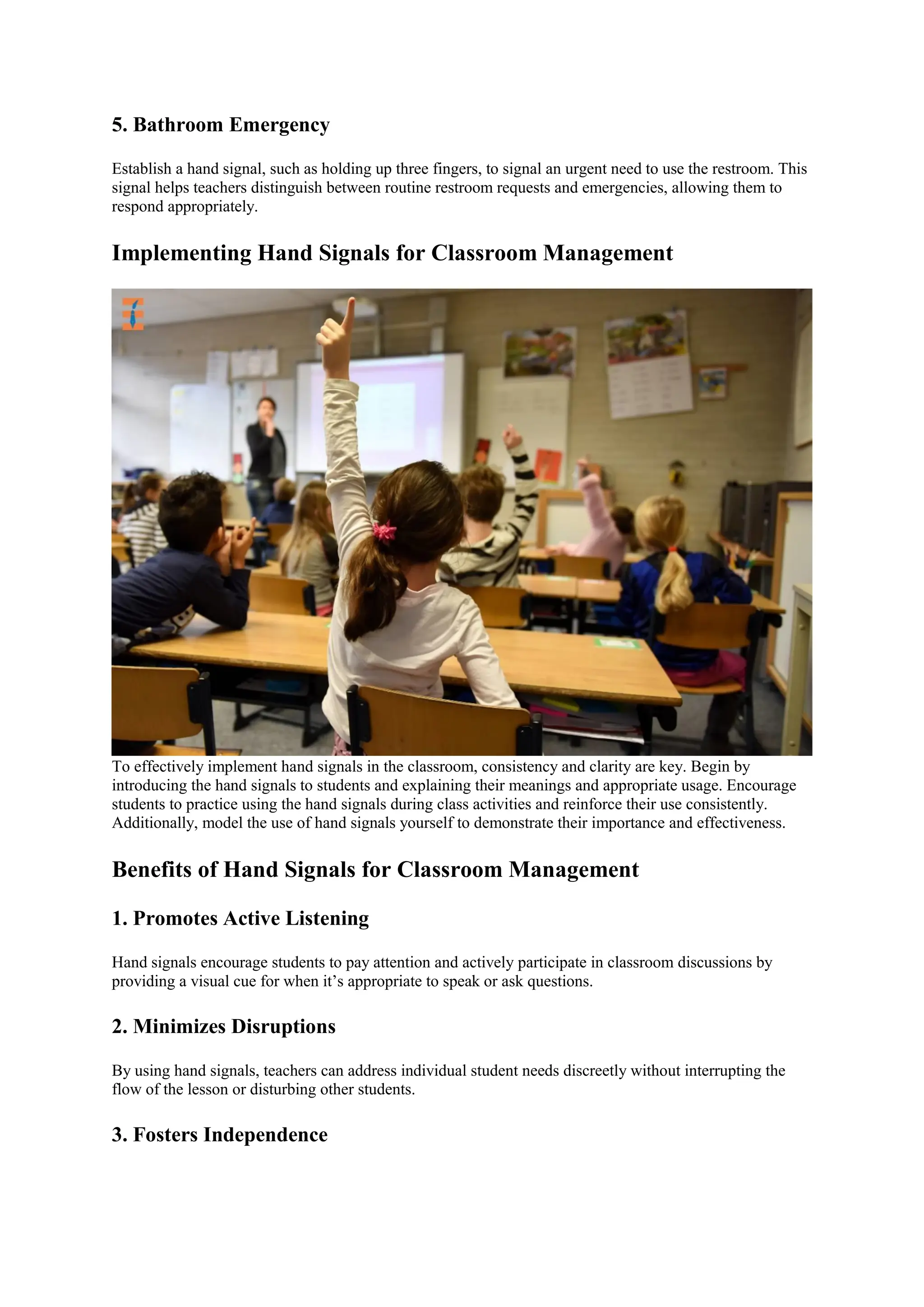 Enhancing Classroom Communication: The Power of Hand Signals for ...