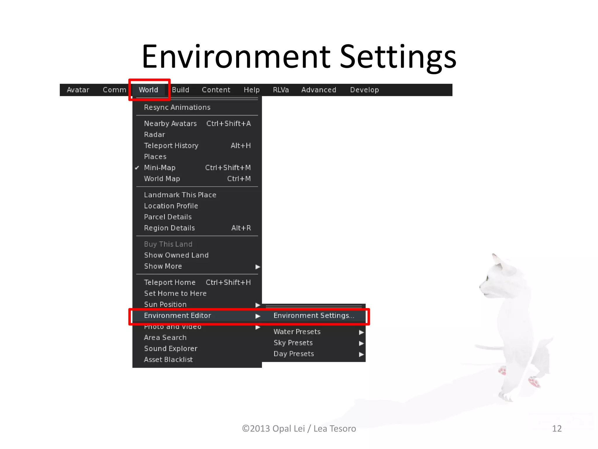 Environment Settings
©2013 Opal Lei / Lea Tesoro 12
 