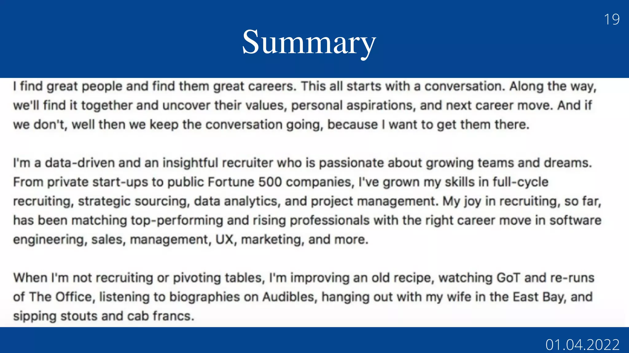 Summary
19
01.04.2022
 