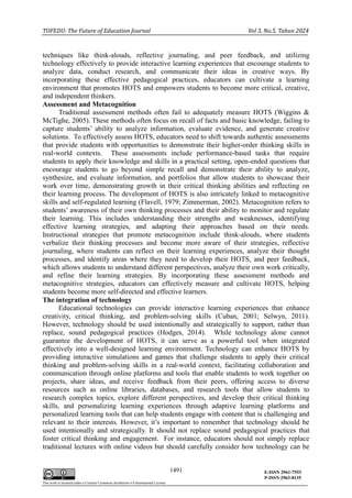 Enhancing Higher Order Thinking Skills (HOTS) in Education; Strategies ...