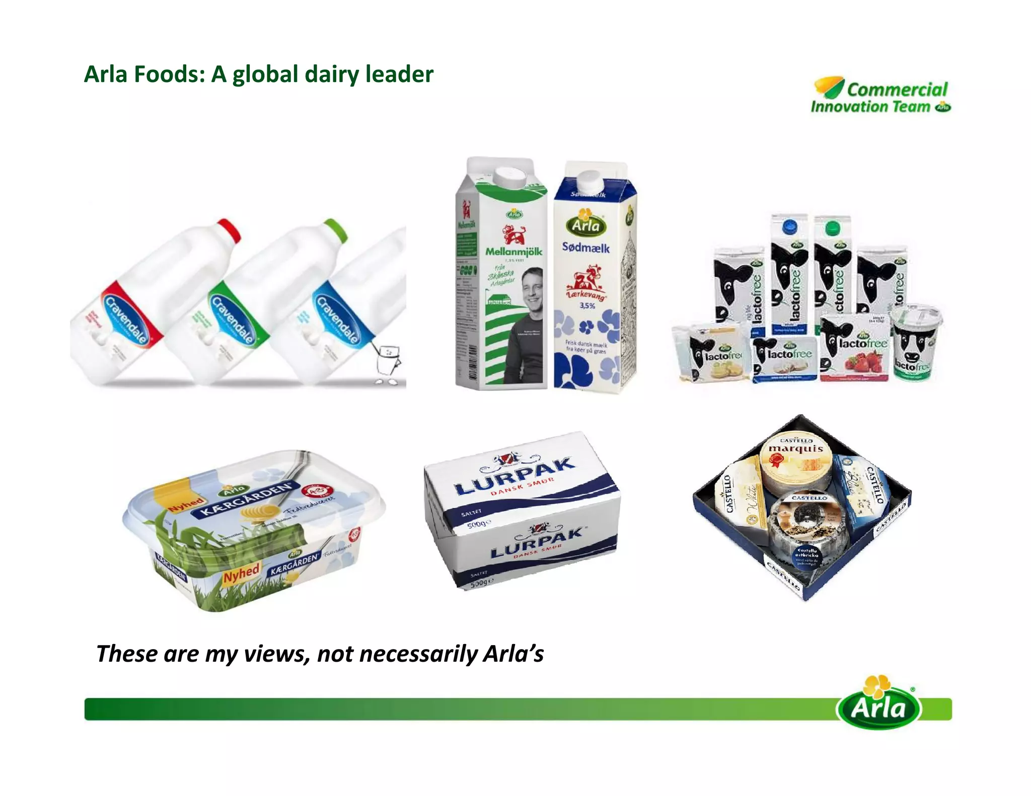 Arla Foods: A global dairy leader
These are my views, not necessarily Arla’s
 