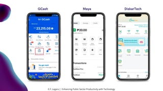 GCash Maya DiskarTech
E.F. Legara | Enhancing Public Sector Productivity with Technology
 
