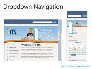 Device Channels
 New to SharePoint 2013
 Interfaces tailored and maps to specific device(s)
 Custom Master Pages per Channel
 Custom DeviceChannelPanels
 Change the order of content!
@EricOverfield - pixelmill.com
 
