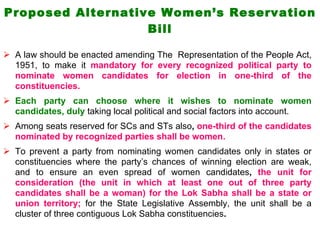 Enhancing Women’s Representation In Legislatures