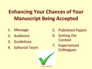 Enhancing Your Chances of Your Manuscript Being Accepted for Publication
