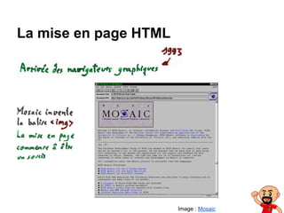 La mise en page HTML
Image : Mosaic
 