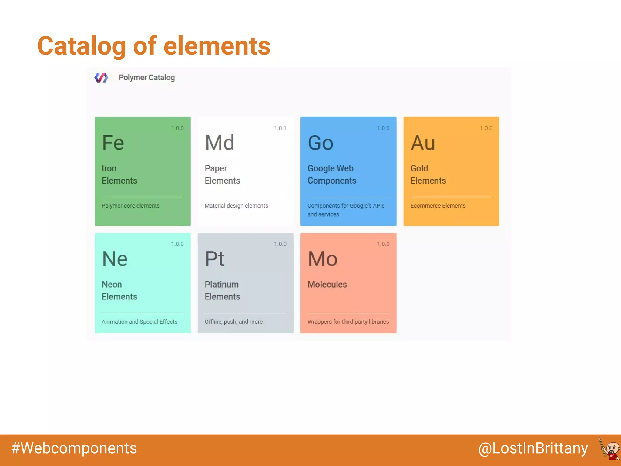 @LostInBrittany#Webcomponents
Catalog of elements
 