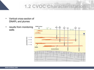 www.enissa.com
1.2 CVOC Characteristation
• Vertical cross-section of
DNAPL and plumes
• results from monitoring
wells
 