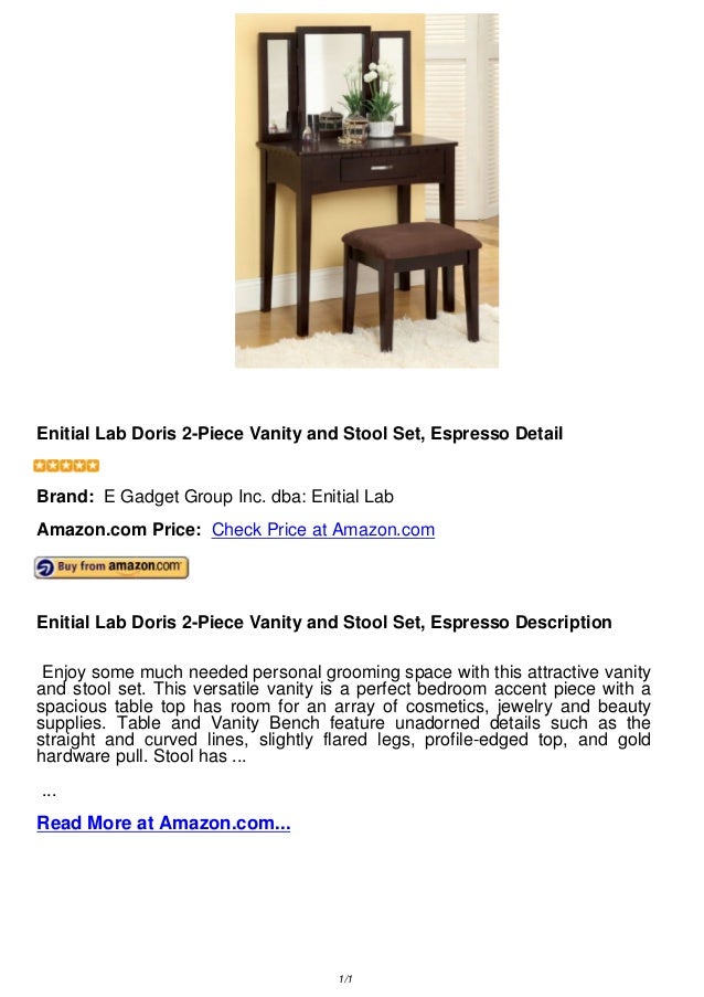 Enitial Lab Doris 2 Piece Vanity And Stool Set Espresso