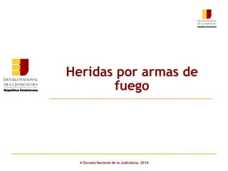 Heridas por armas de
fuego
Click to edit Master subtitle style

© Escuela Nacional de la Judicatura, 2014

 