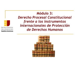 Módulo 3:
Derecho Procesal Constitucional
   frente a los instrumentos
 internacionales de Protección
     de Derechos Humanos
 
