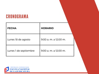 FECHA HORARIO
Lunes 18 de agosto 9:00 a. m. a 12:00 m.
Lunes 1 de septiembre 9:00 a. m. a 12:00 m.
CRONOGRAMA
TALLER
"REDACCIÓN
EFECTIVA:
ORTOGRAFÍA Y
ESTILO"
OLGA AGUSTÍN
 