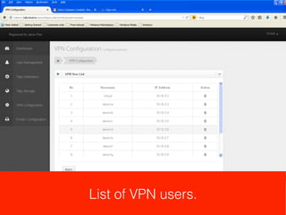 Enable VPN for speciﬁc users.
(by default VPN is not enabled for all users)
 