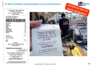 Tout droit réservé - CIPE 2015 - www.CIPE.fr
Le bilan Carbone communiqué aux consommateurs
69
 