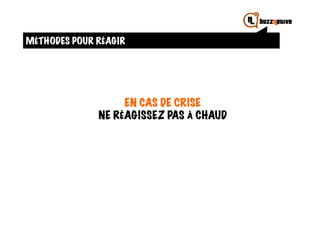 MÉTHODES POUR RÉAGIR




                   EN CAS DE CRISE
              NE RÉAGISSEZ PAS À CHAUD
 