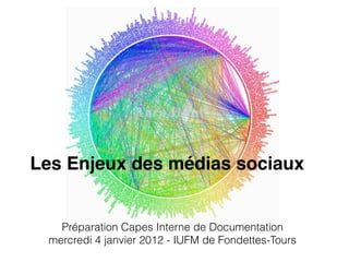 Les Enjeux des médias sociaux


   Préparation Capes Interne de Documentation
 mercredi 4 janvier 2012 - IUFM de Fondettes-Tours
 