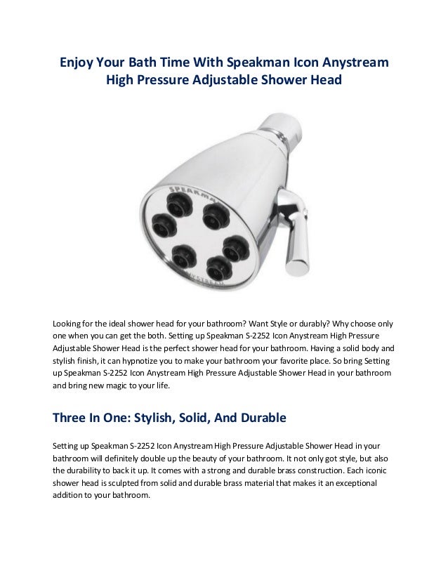 Enjoy Your Bath Time With Speakman Icon Anystream High Pressure Adjus