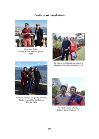 154
Familia ca axă reconfortantă
Panoramic Baku,
cu soțul, Cezar Secrieru, pictor,
2017
Cu fratele, Iurie Badâr, ex-ministru,
la poalele Rarăului, Rom}nia, 2018
Plimbare cu soțul și nepoata, Veronica
Badâr, pe malul lacului Leman,
Elveția, 2016
Cu soțul, Cezar Secrieru,
la Sacré-Cœur, Paris, 2013
 
