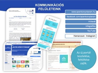 KOMMUNIKÁCIÓS
FELÜLETEINK
Az új portál
tesztelése,
feltöltése
zajlik.
 