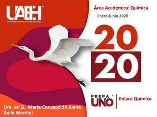 Dra. en Q. María Concepción Juana
Ávila Montiel
Enero-Junio 2020
Enlace Químico
Área Académica: Química
 