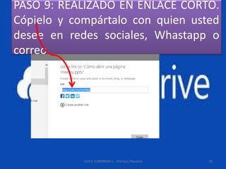 PASO 9: REALIZADO EN ENLACE CORTO.
Cópielo y compártalo con quien usted
desee en redes sociales, Whastapp o
correo.
LUIS E. CARRRERA L. Chiriquí, Panamá 10
 