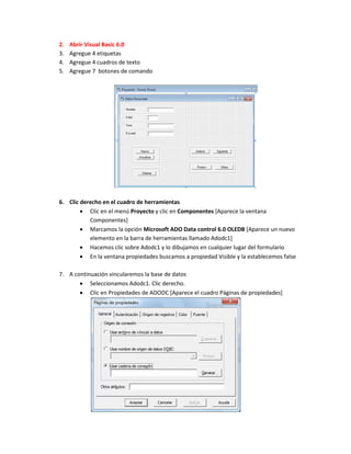Enlace de visual basic con una base de datos access 2007 | PDF