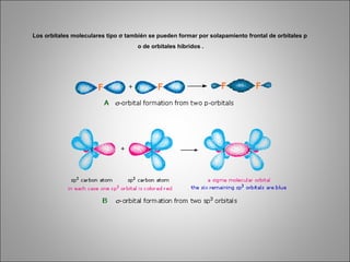 Los orbitales moleculares tipo  σ  también se pueden formar por solapamiento frontal de orbitales p  o de orbitales híbridos . 