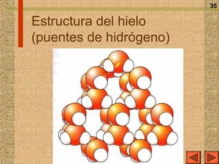 35

Estructura del hielo
(puentes de hidrógeno)
 