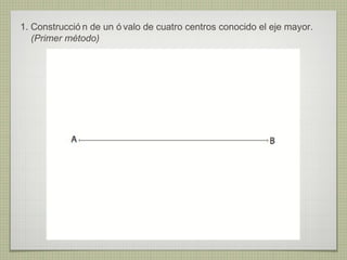 1. Construcció n de un ó valo de cuatro centros conocido el eje mayor.
   (Primer método)
 