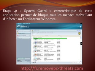 Étape 4: « System Guard » caractéristique de cette
application permet de bloque tous les menace malveillant
d'infecter sur l'ordinateur Windows.
 