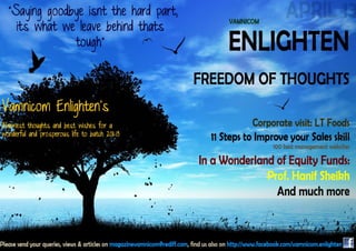 Vamnicom ENLIGHTEN freedom of thoughts magazine april 2013 Narendra Pawar Suryakant Verma
 