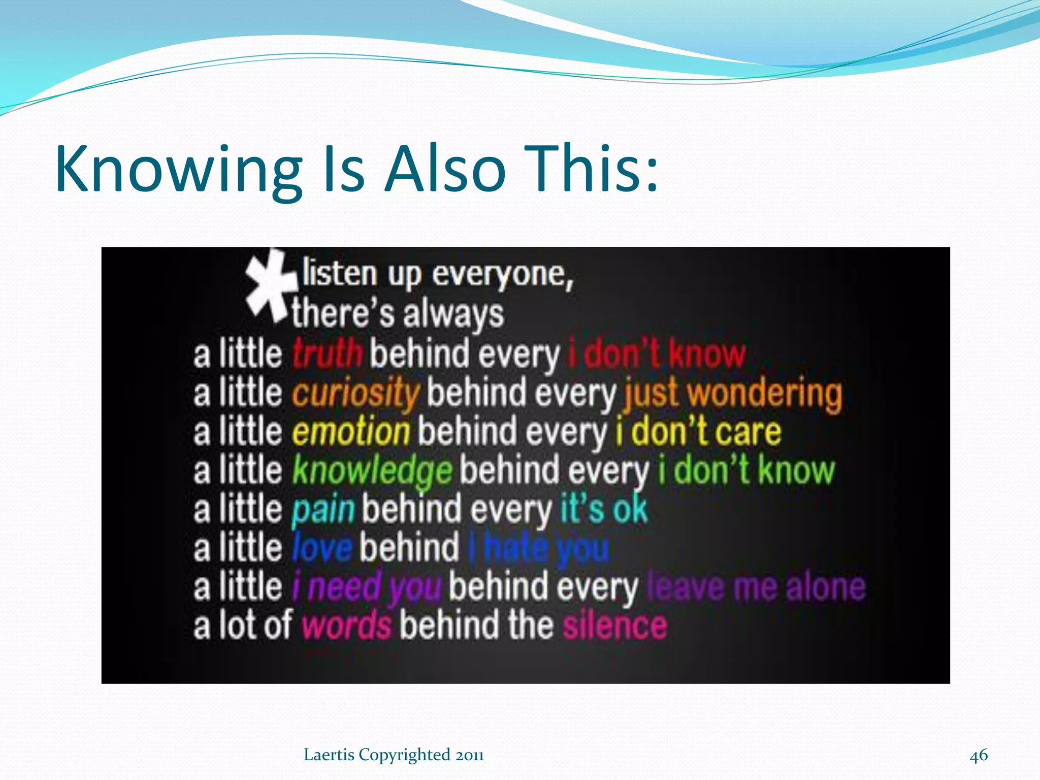 Knowing Is Also This:




        Laertis Copyrighted 2011   46
 