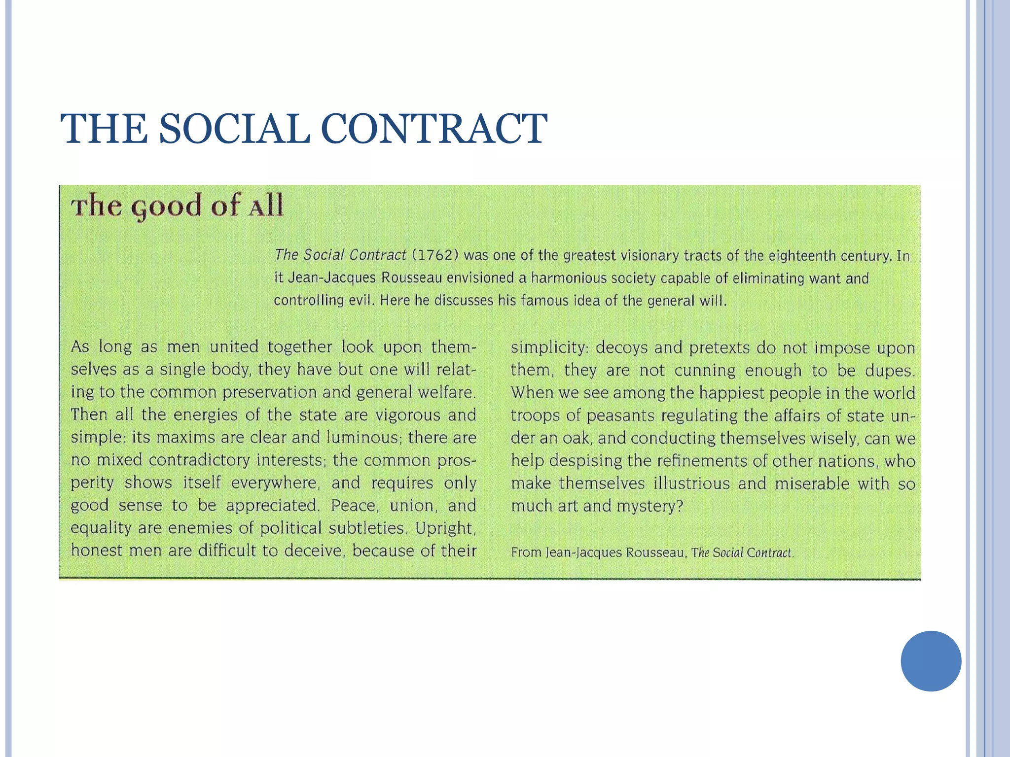 THE SOCIAL CONTRACT
 