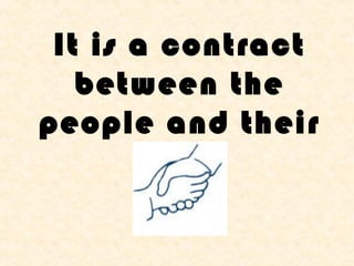 It is a contract
   between the
people and their
       rulers
 