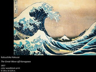 Katsushika Hokusai
The Great Wave off Kanagawa
1857
color woodblock print
9 7/8 x 14 3/4 in.
 