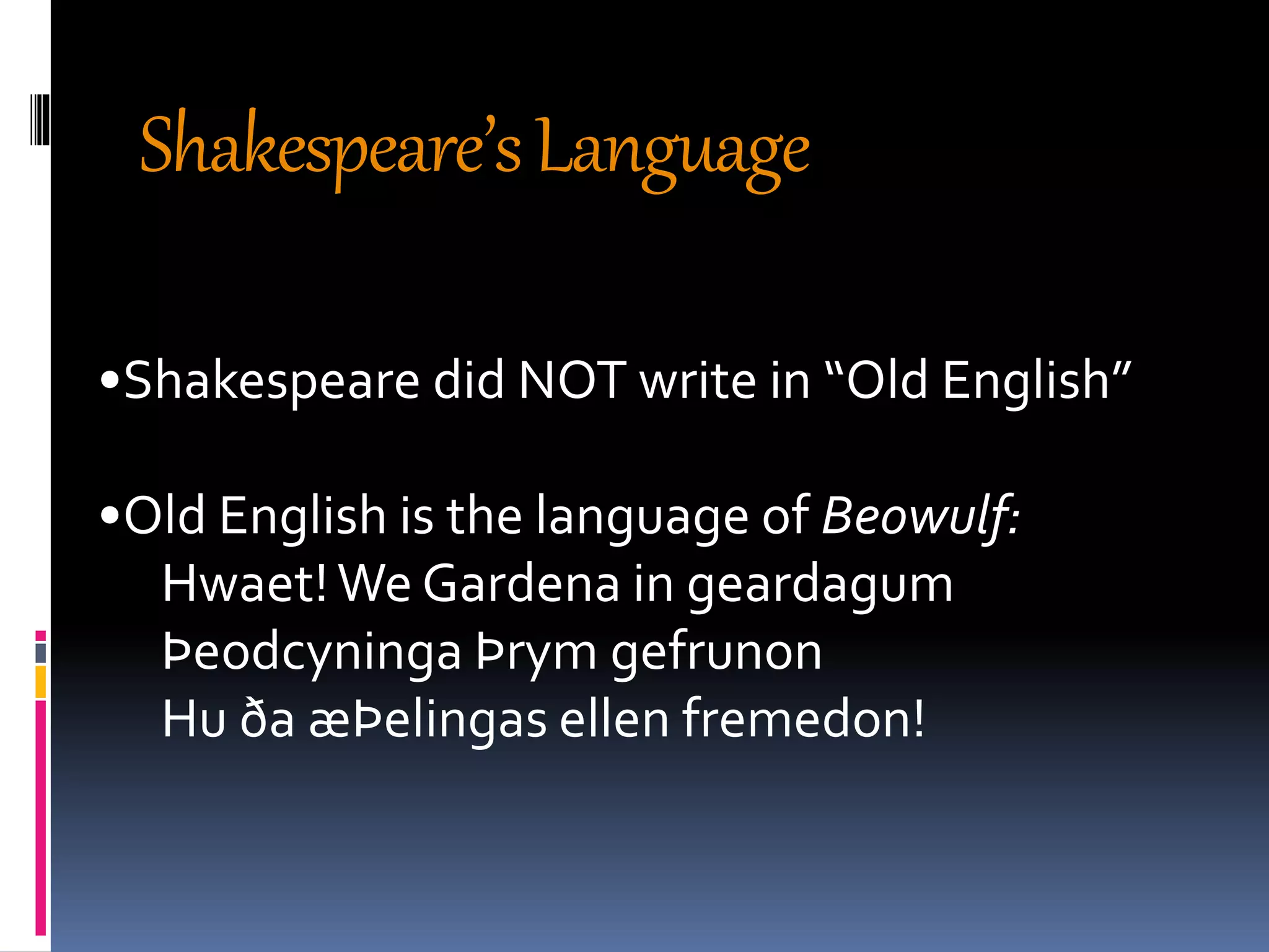 Shakespeare Outdated Language shakespeare plays | PPTX