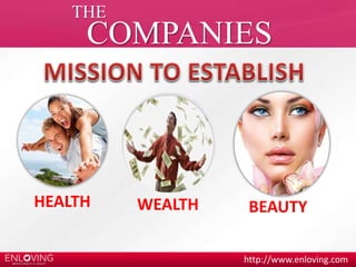 THE 
COMPANIES 
HEALTH WEALTH BEAUTY 
http://www.enloving.com 
 