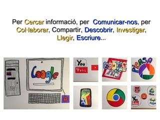 PerPer CercarCercar informació, perinformació, per Comunicar-nosComunicar-nos, per, per
Col·laborarCol·laborar, Compartir,, Compartir, DescobrirDescobrir,, InvestigarInvestigar,,
LlegirLlegir,, EscriureEscriure......
 