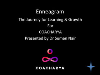 Enneagram
The Journey for Learning & Growth
For
COACHARYA
Presented by Dr Suman Nair
 