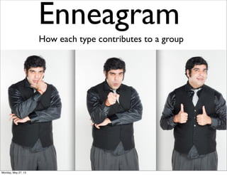 Enneagram
How each type contributes to a group
Monday, May 27, 13
 